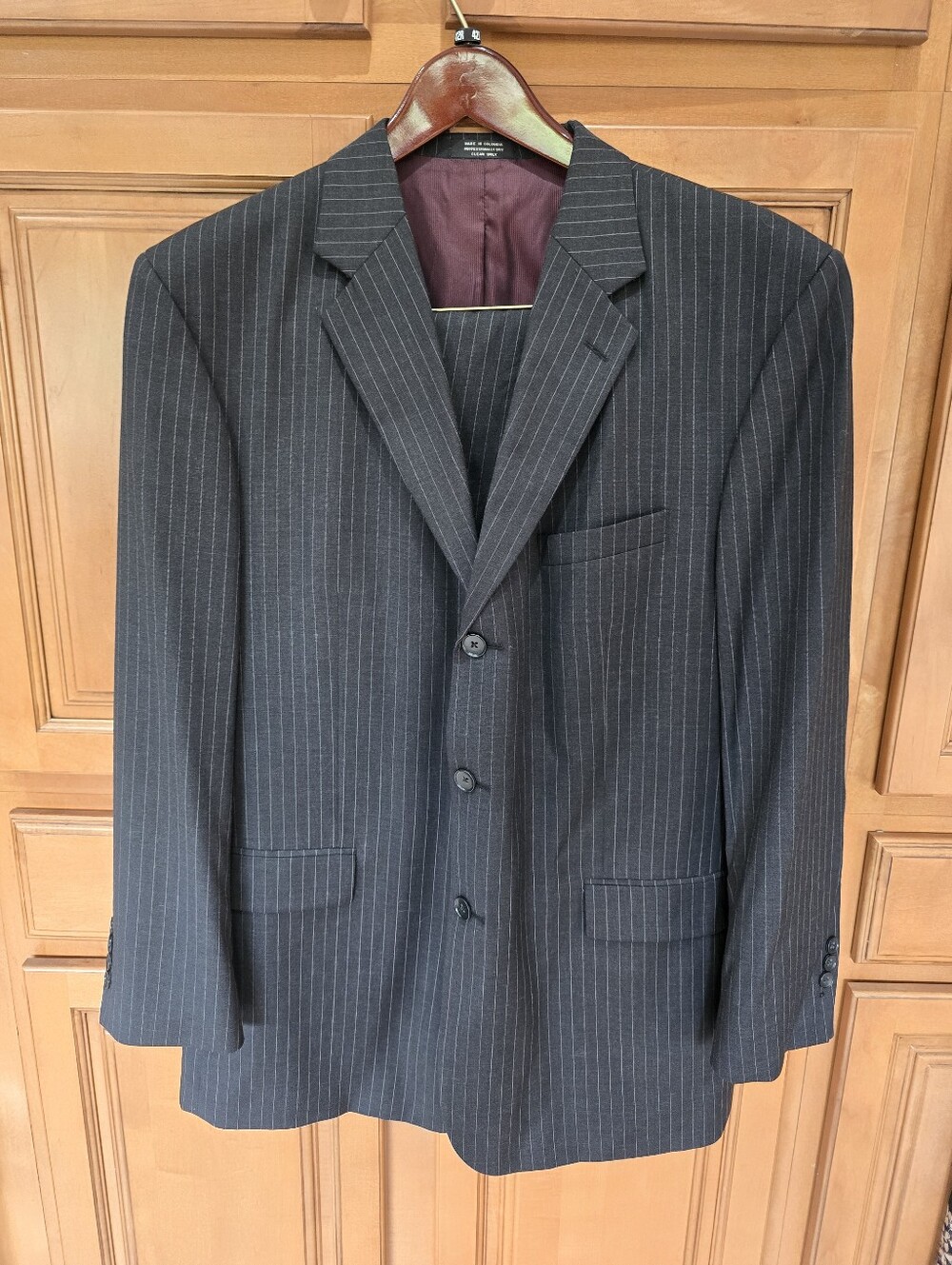 Alfani Black Pinstripe Three-Button Suit Jacket